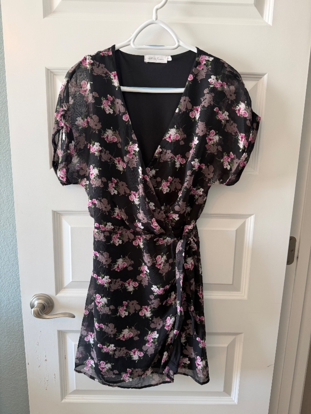 All in Favor Black Floral Mini Dress